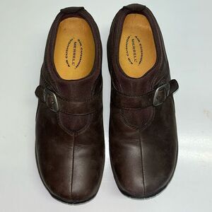 Merrell Brown Slip-on Faux Buckle Shoes- Size 8